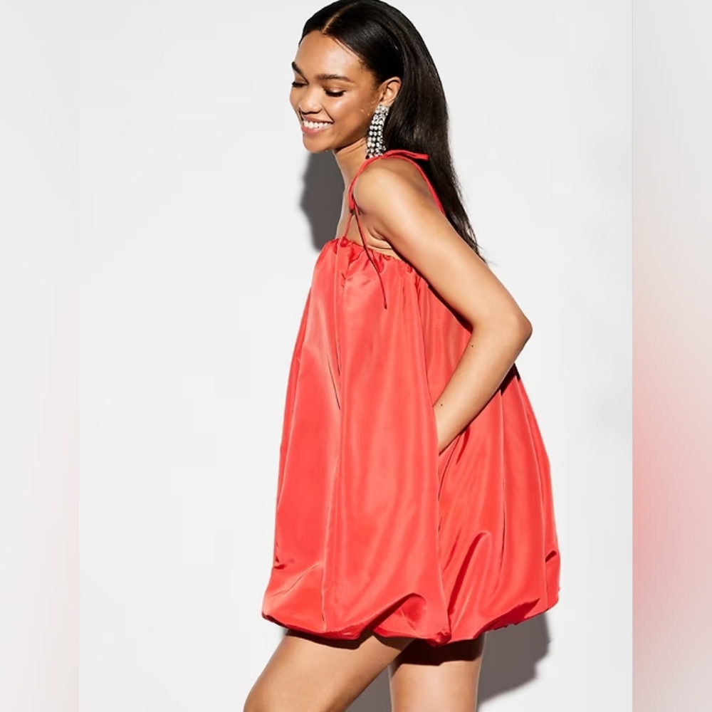 NWT The Occasion by Old Navy Taffeta Bubble Mini Dress in Bright Coral